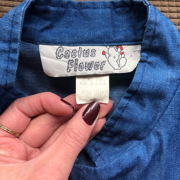 Vintage 90s Cactus Flower Denim Jacket. Size XL. Looks barely worn! - Picture 4 of 6